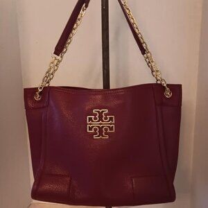 TORY BURCH WINE/BURGUNDY LEATHER BAG